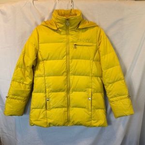 DKNY bright yellow down filled hooded puffer